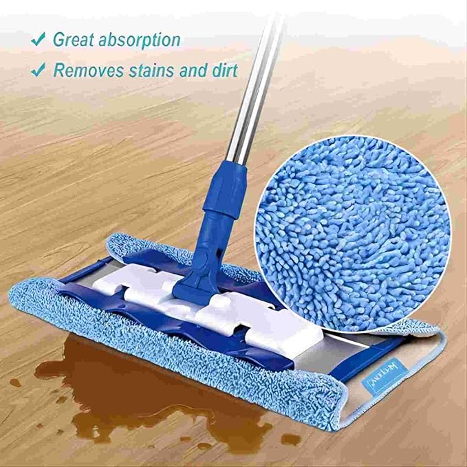 KEEPOW Microfiber Mop Cloth Refills Compatible with MR.SIGA Professional Microfiber Mop, Double Side use, Wet & Dry Mopping, Pack of 5