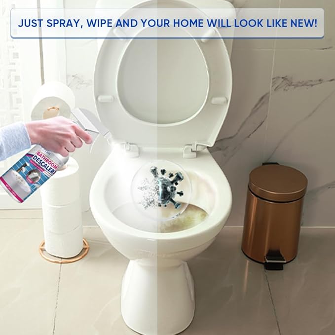 Bathroom Descaler Foam Cleaner: All-In-One Powerful Cleaner Spray - Strong Shower, Bathtub, Glass, Faucet, Tile, and Toilet Cleaner for Stubborn Stains & Limescale Removal (1)