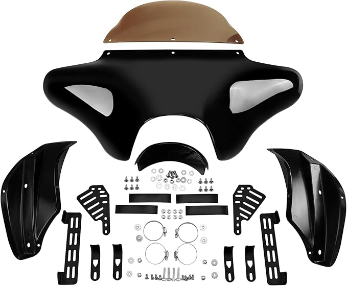 TCT-MOTORPARTS Batwing Fairing Windshield Fit For Harley Softail Deluxe Fatboy Heritage Classic Yamaha V Star 1100 650 Classic Softail Suzuki Boulevard Dyna