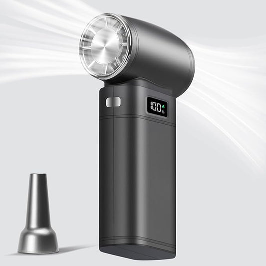 Handheld Mini Turbo Fan 120000RPM 6-Speed Turbo Power 9000mAh Portable High Speed Cooling Air Blower Cordless Air Duster Hair Dryer with LCD Display SOS Light for Travel Outdoor