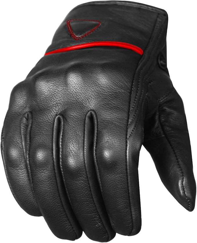 Jackets 4 Bikes Motorcycle Gloves - Premium Leather for Men Women, Touchscreen, Non-Slip, Motorbike Cruiser Street Biker Protector Glove
