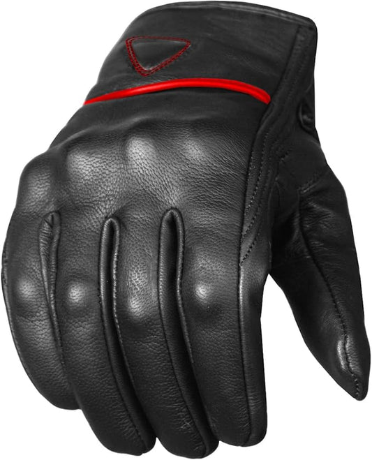 Jackets 4 Bikes Motorcycle Gloves - Premium Leather for Men Women, Touchscreen, Non-Slip, Motorbike Cruiser Street Biker Protector Glove