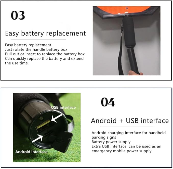 17.7" LED Stop Slow Paddle - Double-Sided Reflective Handheld Traffic Sign with Steady/Flashing Light Modes, Durable Rustproof Aluminum, Essential Safety Tool for Road Work and Events