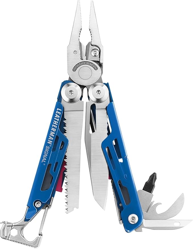 LEATHERMAN, Signal, 19-in-1 Multi-tool for Outdoors, Camping, Hiking, Fishing, Survival, Durable & Lightweight EDC, Made in the USA, Blue/Red