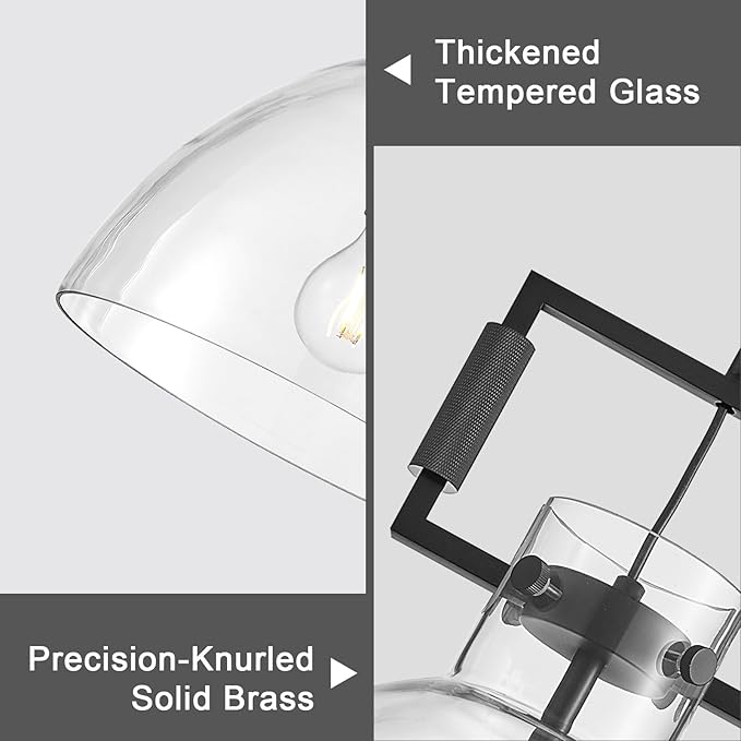 Mondern Large Black Kitchen Island Pendant Light, 10 '' W 1-Light Glass and Brass Island Pendant Lights,Farmhouses Pendant Light, for Kitchen,Dining Room,Bathroom