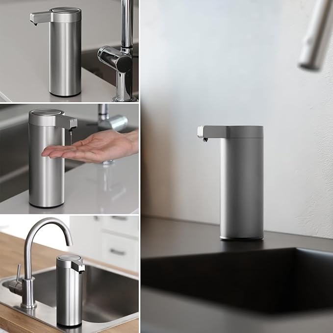 9 oz. Automatic Soap Dispenser Stainless Steel with Sensor Infrared Soap Dispenser Electric IPX5 Waterproof USB-C Charging Motion Sensor for Kitchen & Bathroom (Brushed Silver)