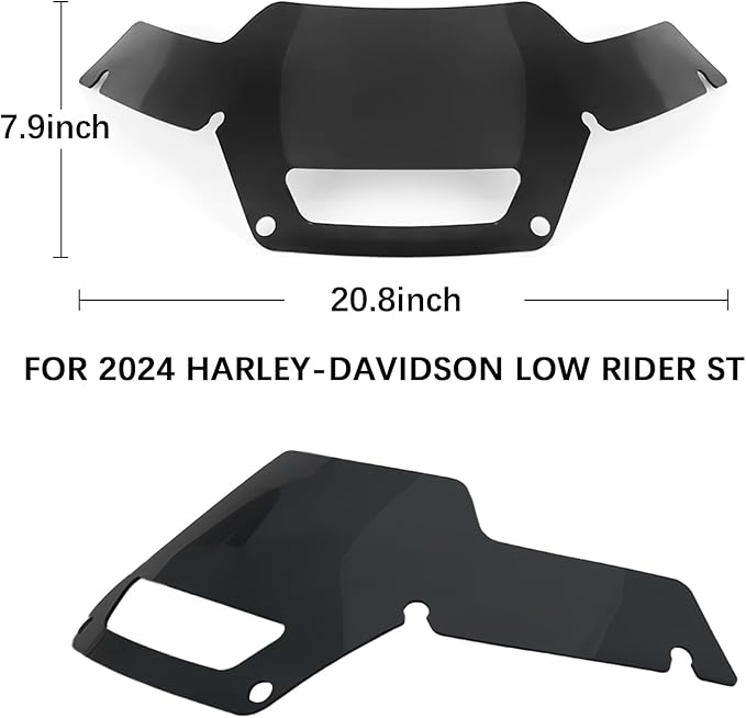 Detachable Windscreen Windshield Compatible for Harley Softail Low Rider ST FXLRST 2022-2024 ,El Diablo FXRST 2022，black