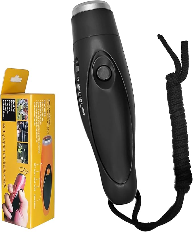 Electronic Whistle for Coaches, Handheld Lound Electric Whistle with Lanyard and Three Tone for Volleyball, Soccer Referee, P.E. Teacher, Police,Outdoor Camping, Self Defense Emergency