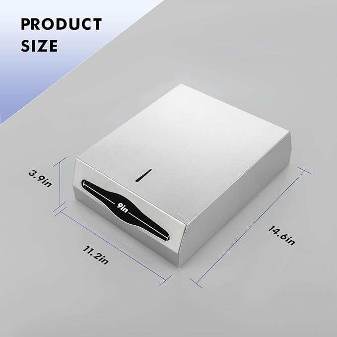 Paper Towel Dispenser Wall Mount: Commercial Paper Towel Dispenser with Lock - 304 Stainless Steel Hand Towel Dispenser for Bathroom, C-fold/Tri-fold/Multi-fold, Silver