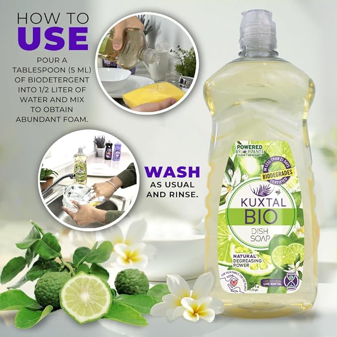 Dish Soap Liquid 3 Pack | Biodegradable & Eco-Friendly | Naturally Derived Ingredients | Gentle on Hands | Tough on Grease | Natural Citrus Scent | 27.7 fl oz Each