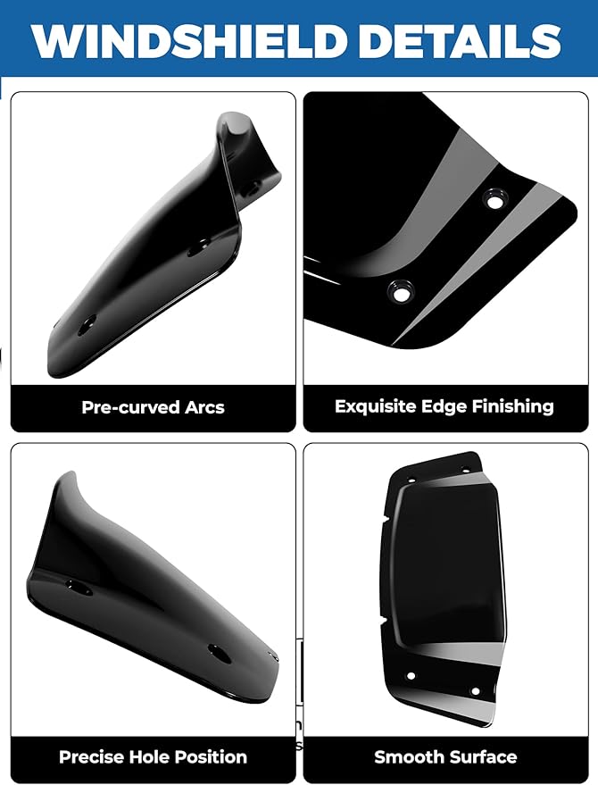 5" Windshield Black Windscreen Compatible for Harley Davidson CVO Street Glide FLHXSE 2023-Up, Street Glide FLHX 2024-Later (Vertical 5", Horizontal 7")