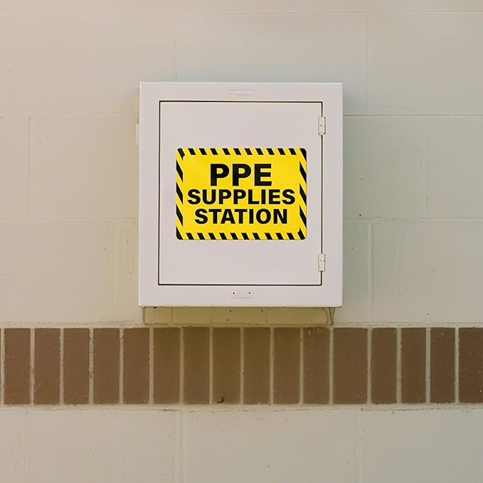 10 PCS PPE Supplies Station Stickers 10 × 7 Inches Vinyl Waterproof Self Adhesive Safety Sign for Workplace Construction Site Warehouse