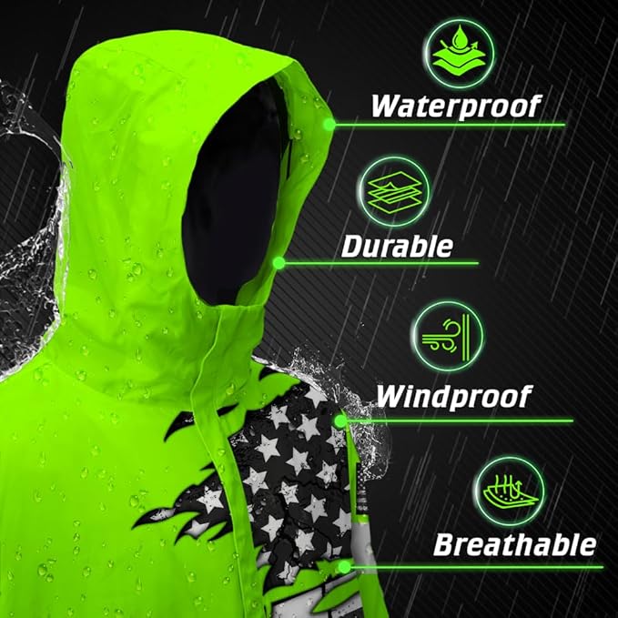 Color US Flag High Visibility Hoodie for Men Women Reflective Tapes Safety Workwear for Worker Runner Patriotic