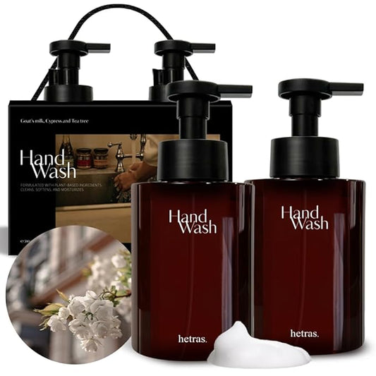 hetras. Perfume Bubble Hand Wash with Pump Dispenser 17.4 fl oz x 2 Pack | London Musk - Cozy & Warm Musk Scent | Hydrates & Cleanses Skin | Gentle & Mild Ingredients