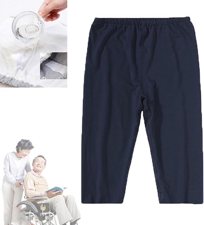 TPU Incontinence Care Trousers,Washable Elastic Adjustable Patient Care Trousers,Patient Diaper Pants Ideal for Bedridden Patients, Elderly, Mobility Impaired, Women on Periods(Blue,XXL)