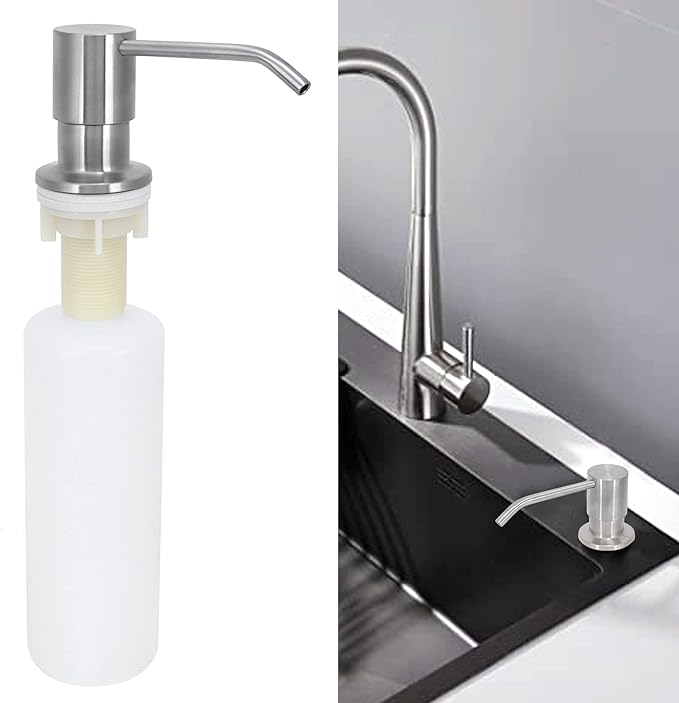 Sink Soap Dispenser, 300ml Built in Kitchen Sink Soap Dispenser Refillable Reusable Countertop Soap Liquid Bottle for Kitchen Sink