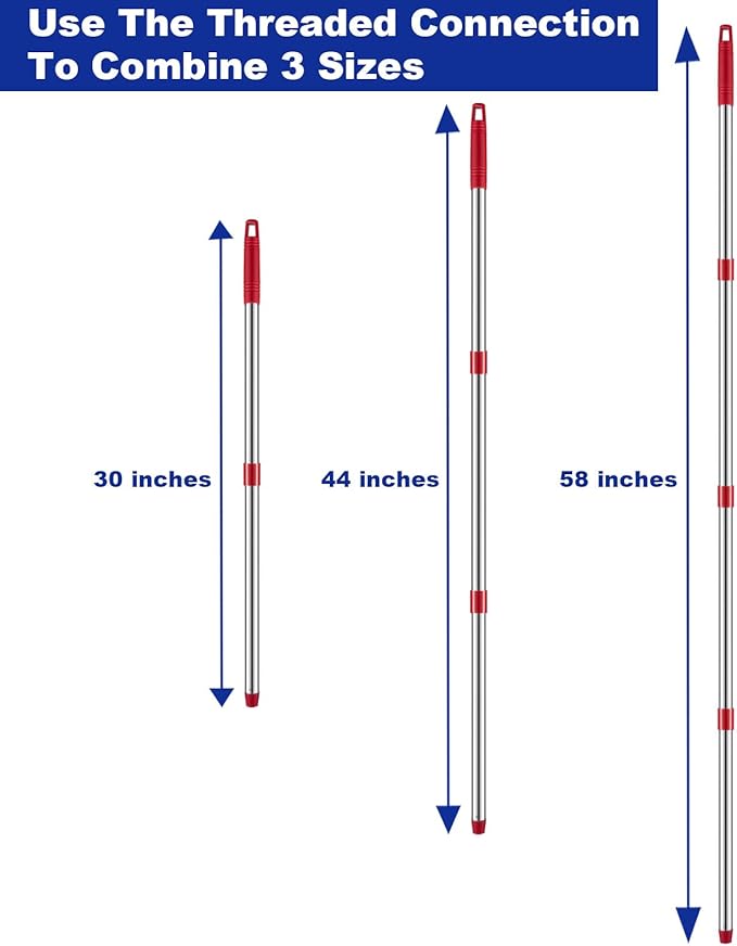 Spin Mop Replacement Handle Compatible with O Cedar Mop Replace Head Base, 4-Section 2.5-to-5 Foot Mop Stick, Germany Screw (Mop Base&Refill not Included)
