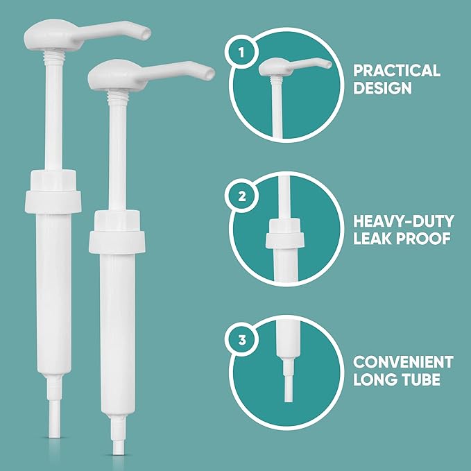 Gallon Pump Dispenser - Dispenses 1 Ounce Per Stroke - for Plastic or Glass Bottles – Heavy-Duty Leak Proof for Commercial and Household Use – BPA Free 38/400 (Pack of 4)