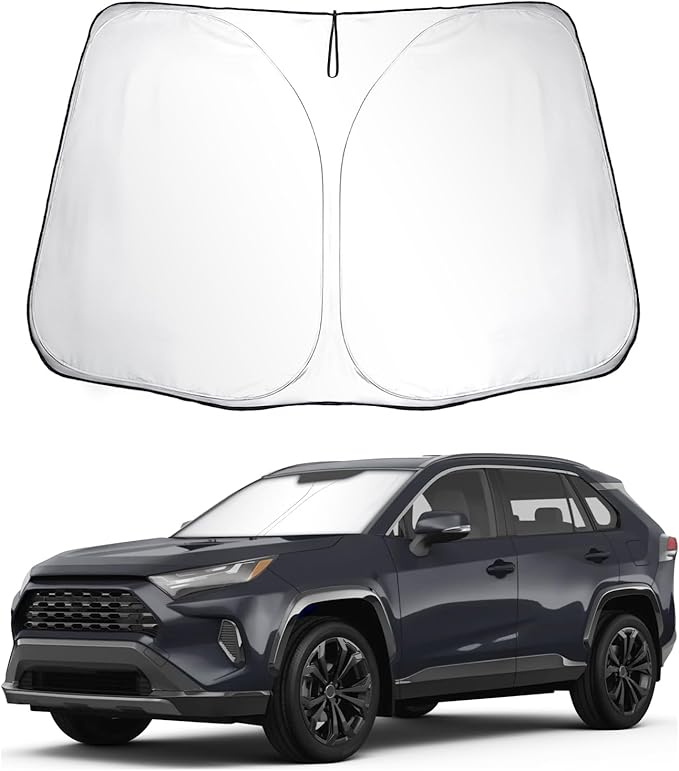 SKTU 2023 2024 2025 RAV4 Front Windshield Sunshade for 2019-2025 Toyota RAV4 Windshield Sun Shade Foldable for Blocks UV Rays and Blocks Heat and Sun Keeps Vehicle Cool