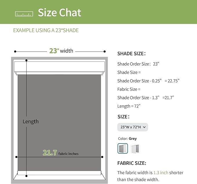 100% Blackout Shades for Indoor Windows, Cordless Roller Window Shades Pull Down, Thermal Insulation & UV Protection Shades for Home,Office,Bedroom, Grey 27"x72"