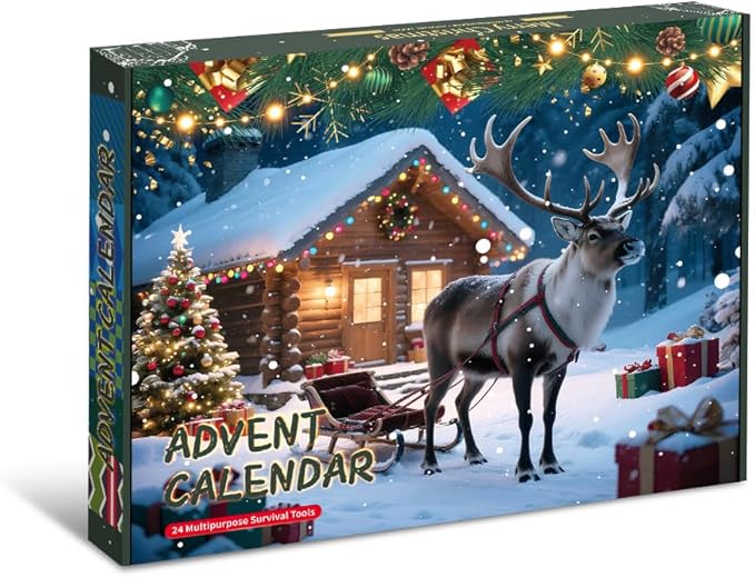 Survival Advent Calendar 2025 for Men – 24 Days Countdown Gift Box for Boyfriend or Husband | Unique Survival Kit & Mini Tools Cool for Men, Teen Boys & Adults