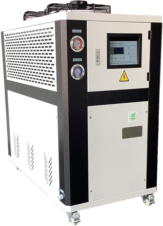 5HP Industrial Water Chiller, Air-Cooled Cold Water Machine with R407C Refrigerant, 60,736 BTU Cooling Capacity, 460V 3-Phase 60hz Precision Temperature Control, High Reliability