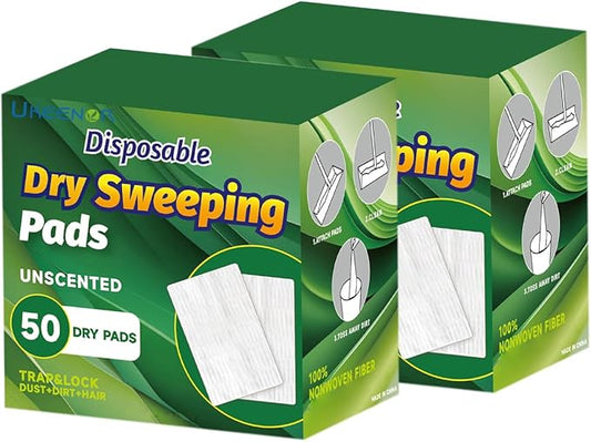 Dry Mop Refills 100 Counts Disposable Dusting Cloths Dry Sweeping Refills Dry Duster Cloths Mop Pads Floor Cloth Refills Electrostatic Cloths 7.8"x11.8" Extra Thick Box Packing