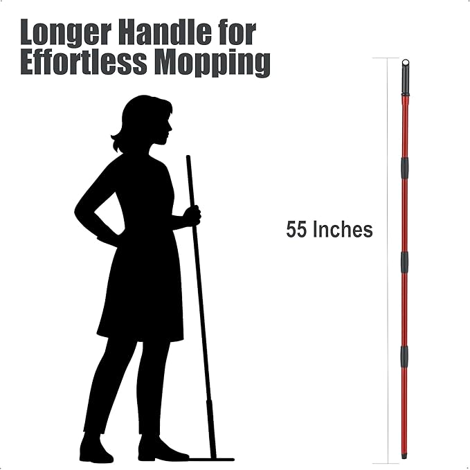 Mop Head Replacement for Ocedar: Spin Mop Heads Refill Compatible with O Cedar - 9 Pcs Kit Attachment Included 3 Microfiber Replace Heads, 55" Extended Mop Handle, 1 Mop Base and 1 Floor Scrub Brush