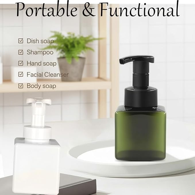 12 Piece 250ml Foam Soap Dispenser, Travel Foam Dispenser. Refillable Plastic Pump Hand Soap Bottle, Travel Essentials, Clear Container for Bathroom Vanity