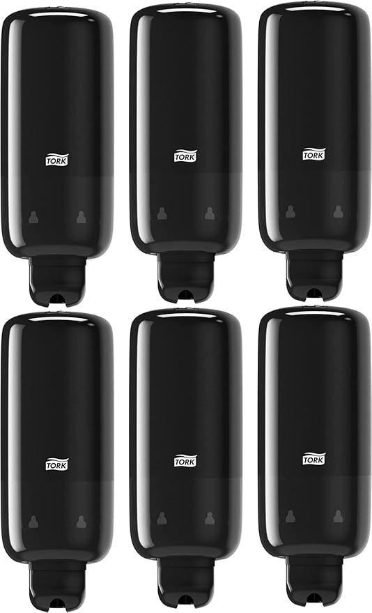Tork Liquid Skincare Dispensers for Liquid Soap and Hand Sanitizer Black S1, Economical, Elevation Range, 570028A (Pack of 6)