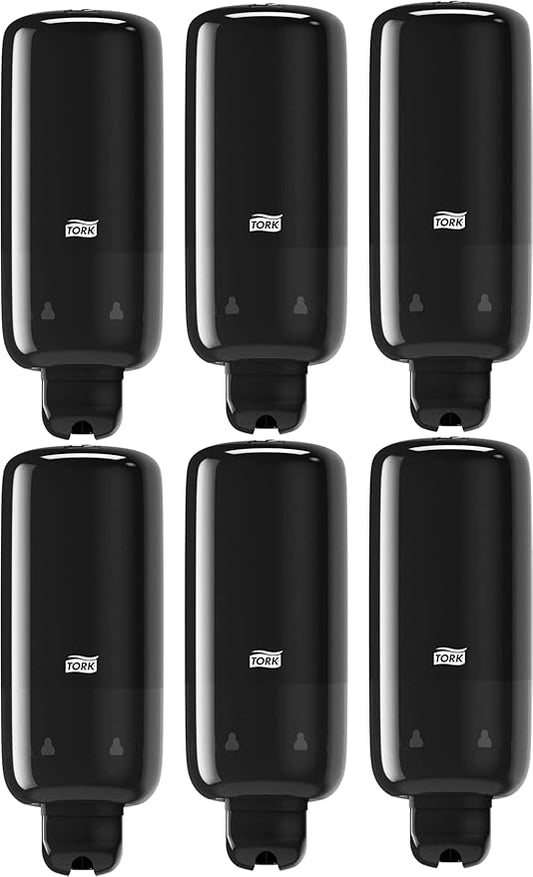 Tork Liquid Skincare Dispensers for Liquid Soap and Hand Sanitizer Black S1, Economical, Elevation Range, 570028A (Pack of 6)