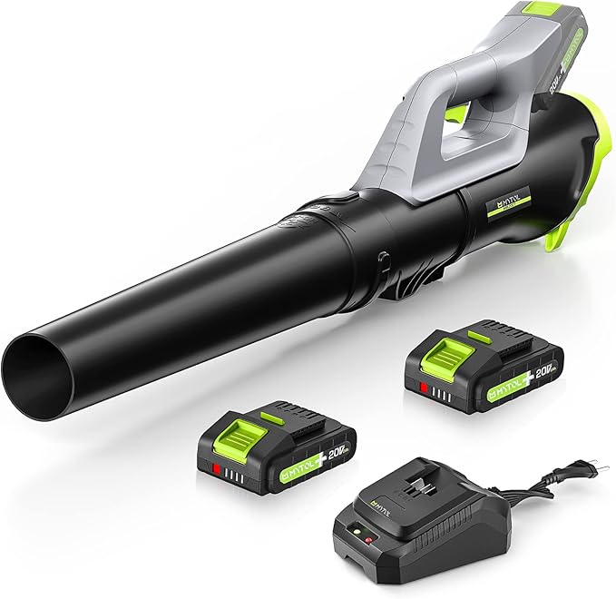 Cordless Leaf Blower 150MPH 350CFM, Electric Handheld Leaf Blower with 2 * 20V 2Ah Batteries, Infinitely Variable Speed, Lightweight Axial Powerful Blower for Lawn Care | Patio | Yard | Jobsite