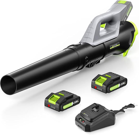 Cordless Leaf Blower 150MPH 350CFM, Electric Handheld Leaf Blower with 2 * 20V 2Ah Batteries, Infinitely Variable Speed, Lightweight Axial Powerful Blower for Lawn Care | Patio | Yard | Jobsite