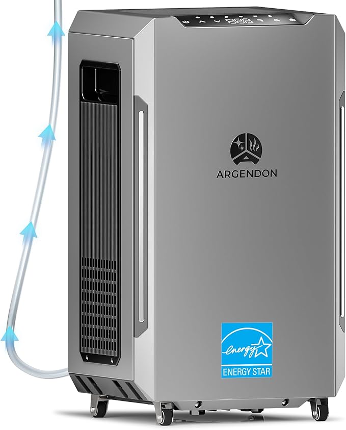 ARGENDON 70 PPD Energy Star Dehumidifier for Basement, Commercial Dehumidifier with Pump and Drain Hose - High-Capacity Moisture and Humidity Control for Homes, Industrial Use, and Large Space