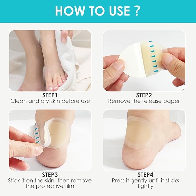 40ct Blister Bandages for Feet Hydrocolloid Bandages Waterproof Blister Cushion for Feet Toes Heels Blister Pads for Prevention Variety Pack