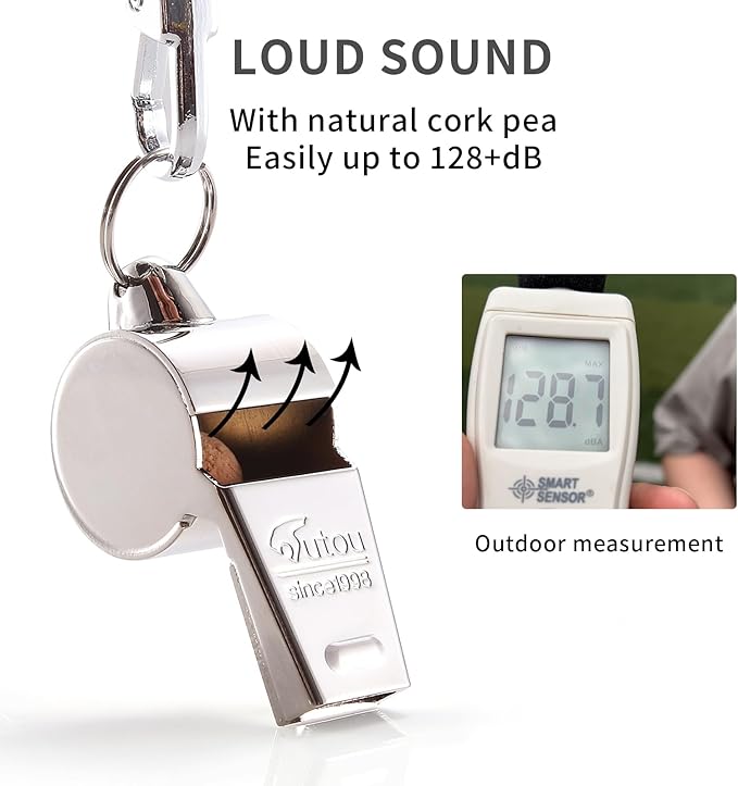HUTOU L4820 Whistle, Brass Coach Sports Whistle with Lanyard, Loud Crisp Sound Whistle Ideal for Coaches, Referees, and Officials