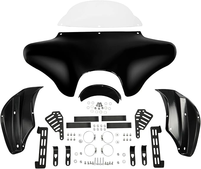 TCT-MOTORPARTS ABS Front Outer Batwing Fairing Windscreen w/Mount Blacket Fit For Harley Touring Softail Dyna Road King 1994-2016 Fat Boy Street Bob Yamaha V Star 650 1100 classic Suzuki