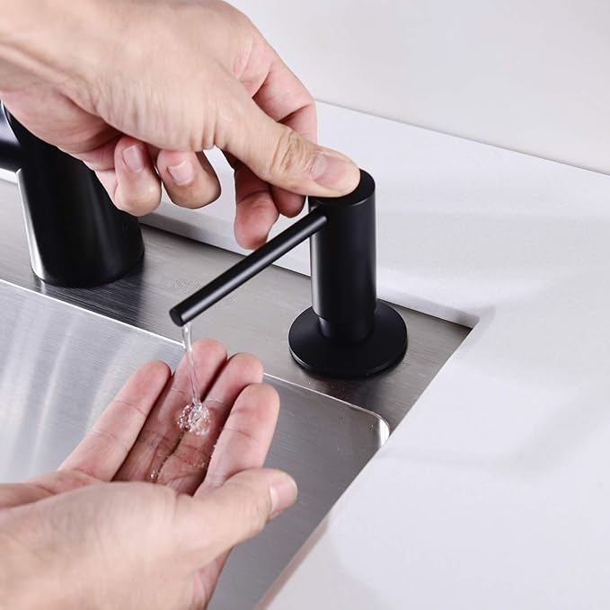 Brass Kitchen Dispenser, Matte Black Brass Pump Head Hand Soap Dispenser for Sink