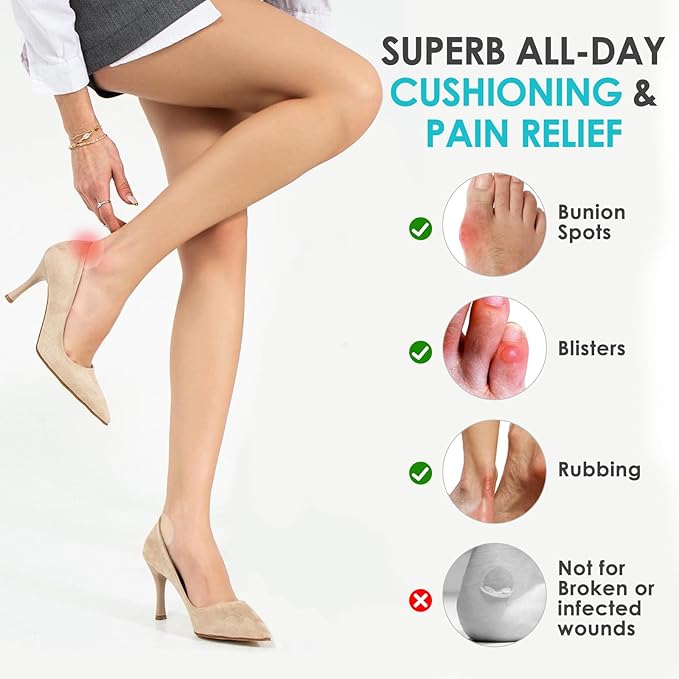 40ct Blister Bandages for Feet Hydrocolloid Bandages Waterproof Blister Cushion for Feet Toes Heels Blister Pads for Prevention Variety Pack