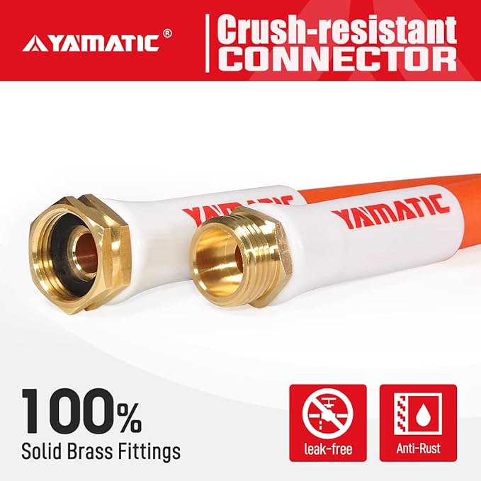 YAMATIC 50 FT Heavy Duty Garden Hose 5/8 inch, Super Flexible Water Hose, Drinking Water Safe, All-weather, 600 PSI, Easy to Coil, Durable, No Leaks