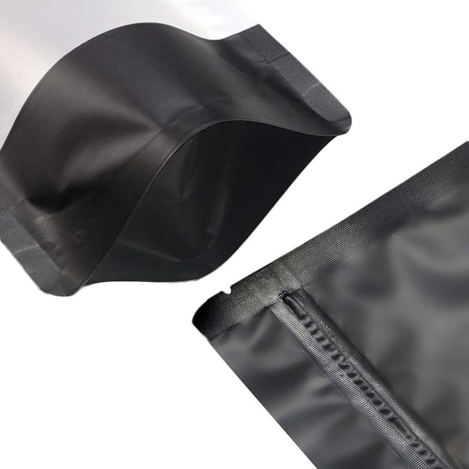 4CP 100 Pcs Black Zipper Smell Proof Bags with Window, 3.5x5.0 Inch Stand Up Foil Pouches for Food Selfsealing Storage, Reusable Bag for Packaging Small Business, Cookies, Nunt, Candy