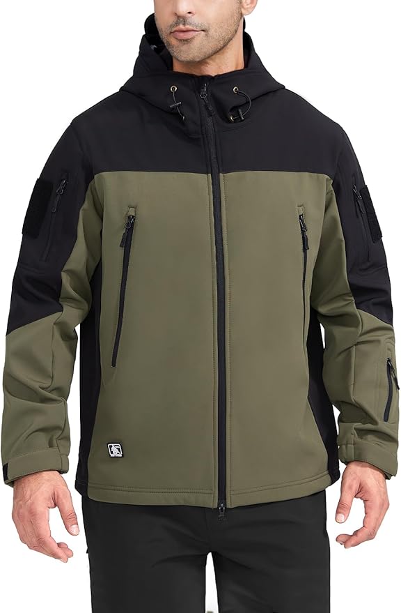 FREE SOLDIER Men's Outdoor Waterproof Soft Shell Hooded Military Tactical Jacket