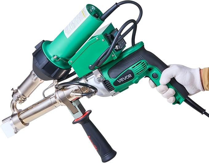 VEVOR Handheld Plastic Welding Extruder, 800W Hitachi Motor Extrusion Welding Gun - 0.79 in Weld Width & 360° Nozzle, Dual Heating System PP PE PVC HDPE Extrusion Welder for Membrane Pipe Plate