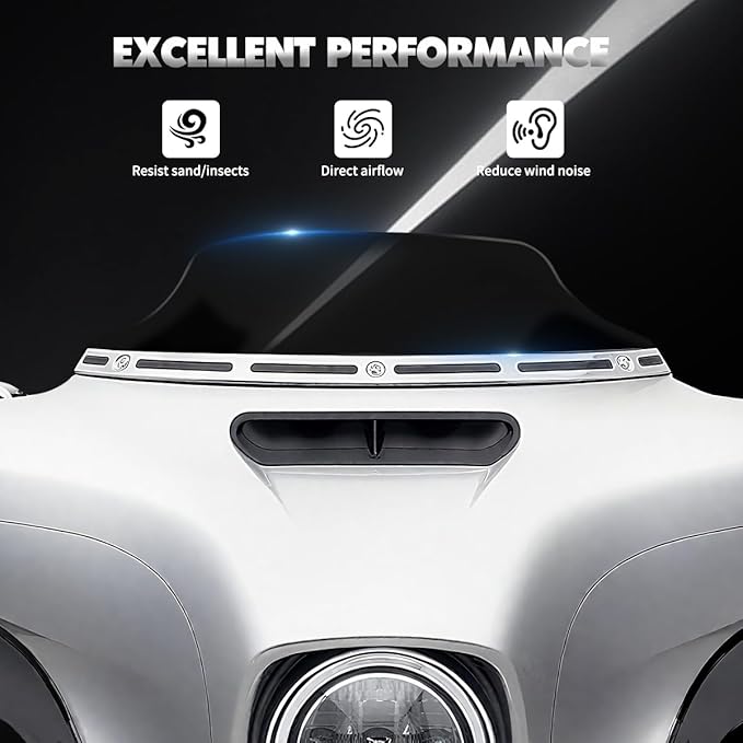 6 inch Black Windshield Windscreen for 2014-2024 Harley Davidson Touring Street Glide Electra Glide/Ultra Limited/Tri Glide FLHT FLHX FLHXS FLHTK