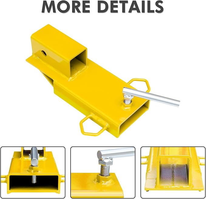 Fork Trailer Hitch Attachment, EBESTTECH 1PC 2" Forklift Ball Hitch Receiver Trailer Towing Adapter Attachment with Chain Yellow