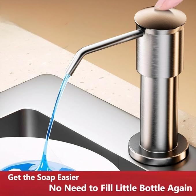 Dish Soap Dispenser for Kitchen Sink, Countertop Sink Soap Dispenser Water Pump with No-Spill Extension Tube Kit Design for Kitchen Bathroom, No Need to Fill Little Bottle Again(Sliver)
