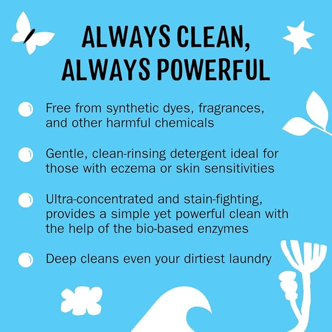 Molly's Suds Liquid Laundry Detergent | Clean Laundry Detergent Soap for Sensitive Skin | 2x Concentrated, High Efficiency (HE) | Peppermint - 100 Loads
