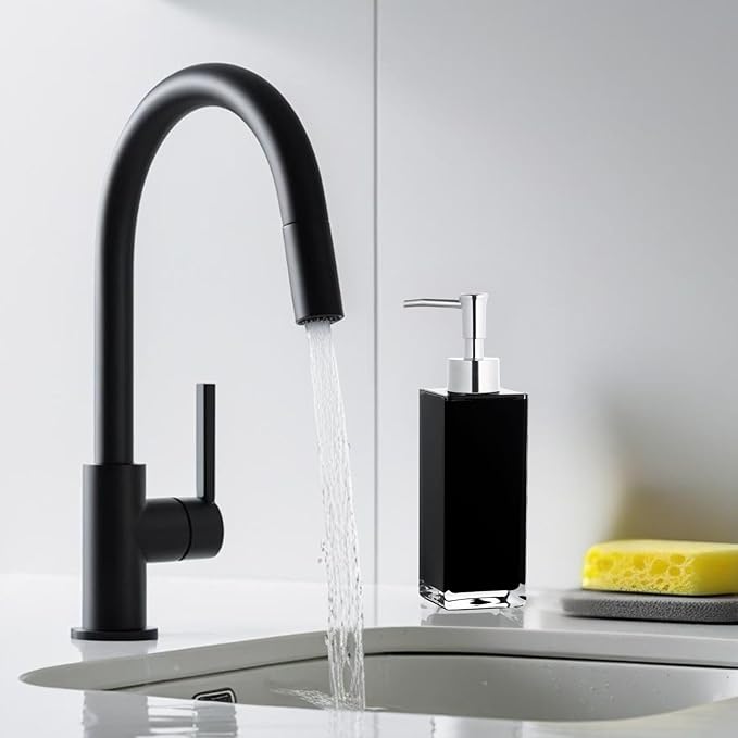 Premium Black Soap Dispenser for Bathroom and Kitchen, Refillable Hand Soap Dispenser, Dish Soap Pump Bottle