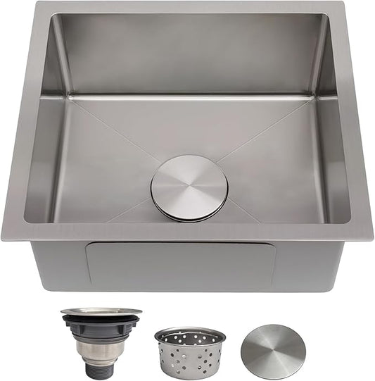 16 Inch Bar Sink Undermount – Delironexu 18 Gauge Stainless Steel Small Kitchen Sink, 16"x18"x8" Small Bar Sinks, Wet bar sink with Brushed Finish for Outdoor, RV, and Prep Use