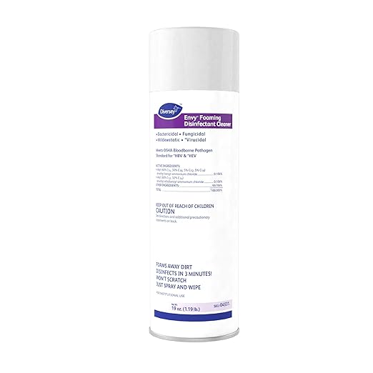 Diversey 04531 Envy Foaming Disinfectant Cleaner, Hospital Grade Sanitizing Spray with Lavender Scent, Aerosol, 19-Ounce
